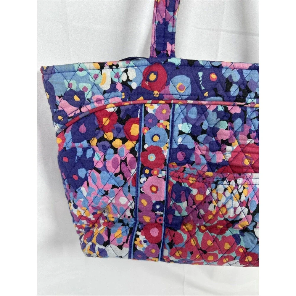 Vera Bradley Quilted Floral Rectangle Tote Impressionista Pink Blue Medium Size